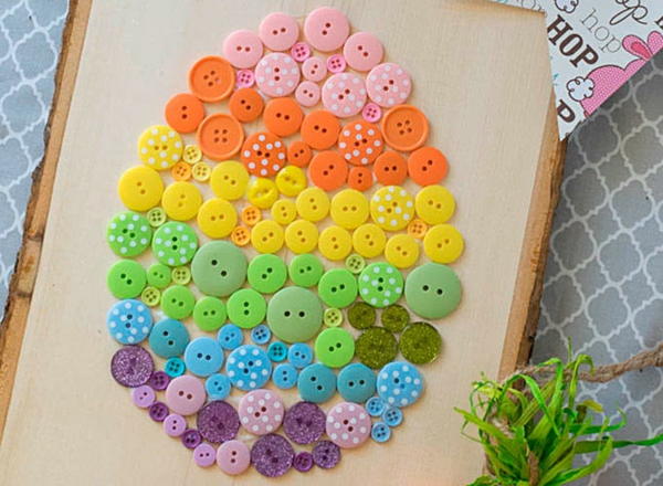 idée de bricolage pâques maternelle tableau boutons colorés