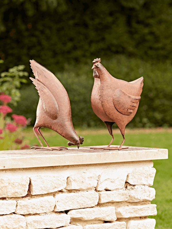 idée déco jardin métal rouillé poules