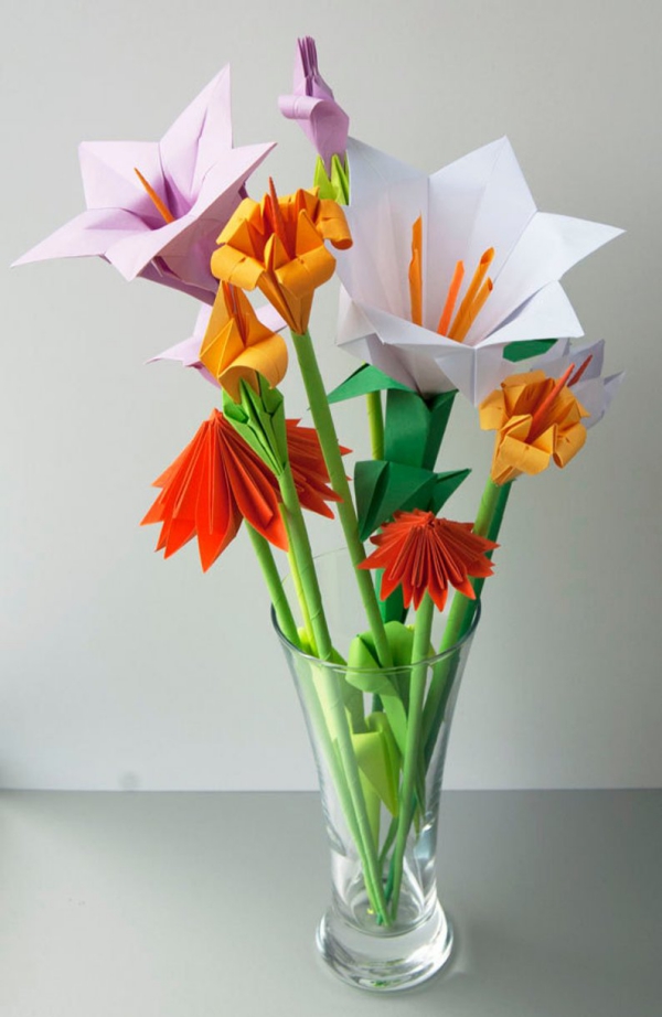 origami fleurs et animaux de printemps fleurs différentes