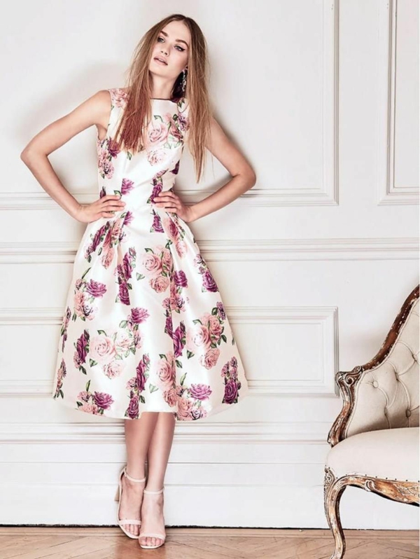 robe invitée mariage tendances 2019 jupe trapèze d'inspiration rétro motifs floraux