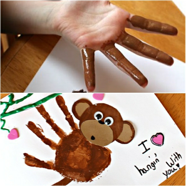Cadeau Fête des Pères DIY - idées créatives pour enfants et mamans carte empreinte de main