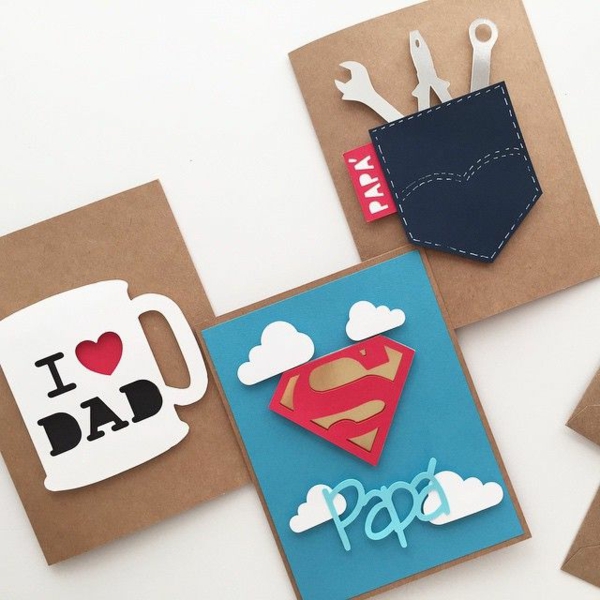 Cadeau Fête des Pères DIY - idées créatives pour enfants et mamans cartes originales en carton