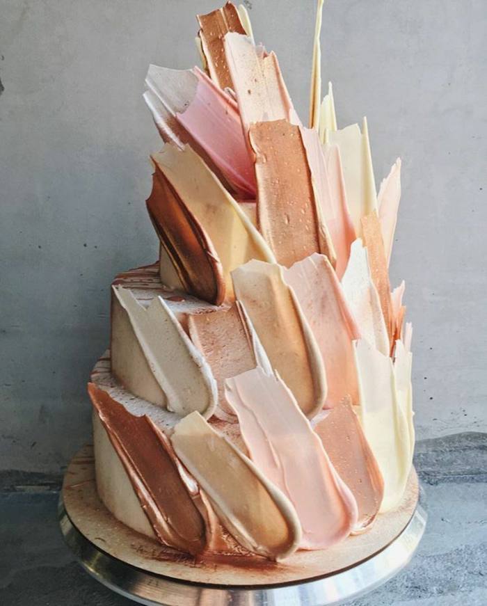 brushstroke cake gâteau de mariage design