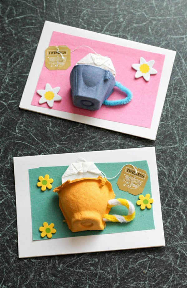 carte fêtes des mères personnalisée tasse à thé en carton boîte à oeufs