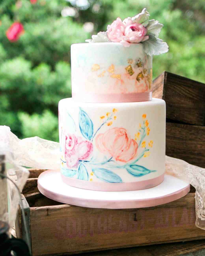 gâteau de mariage peint à la main