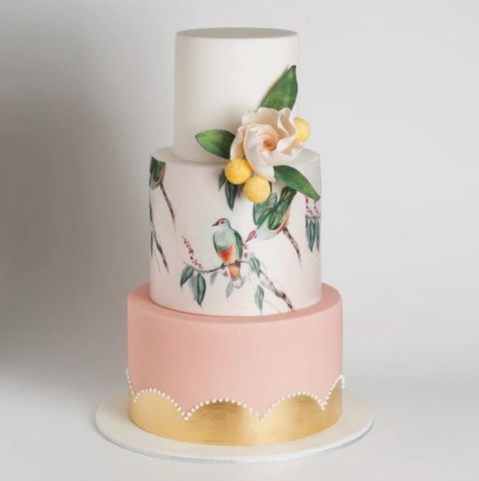 gâteau de mariage peint à la main stylé