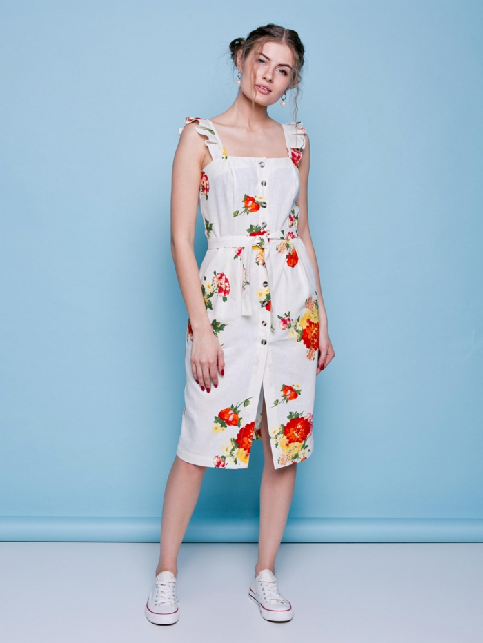 robe boutonnée devant motifs floraux mode 2019