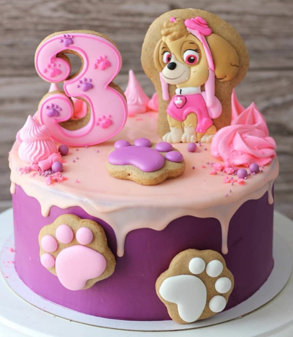 Gâteau Pat Patrouille - recettes et 50 idées de design gâteau anniversaire fille 3 ans déco biscuits chien stella