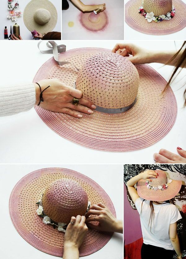 diy chapeau de paille personnalisé avec déco florale