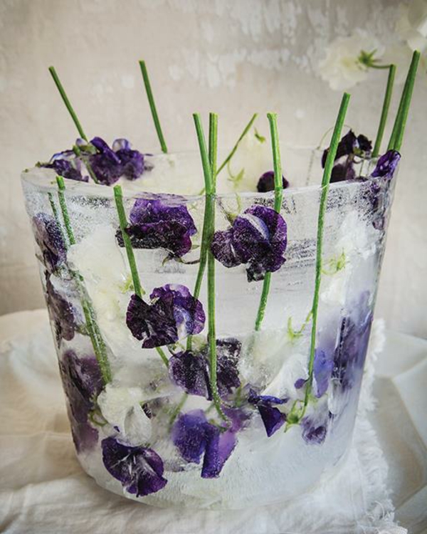 idée déco de table seau à glace fleuri diy fleurs de printemps