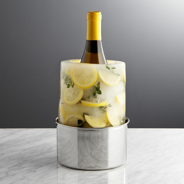 idée décoration de table seau à glace fleuri citron et herbes aromatiques
