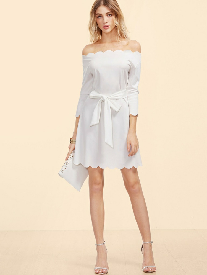 robe estivale blanche ceinturée élégante