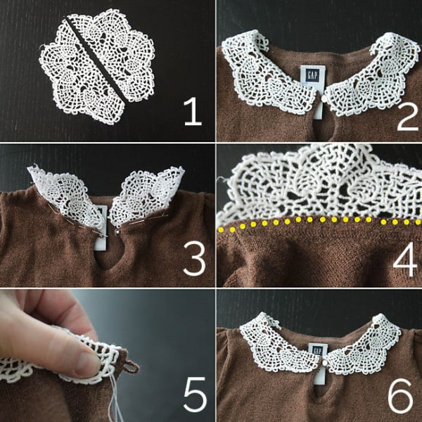 bricolage avec un napperon blouse customisée