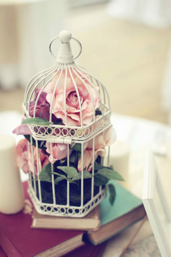 déco cage oiseau déco de table roses