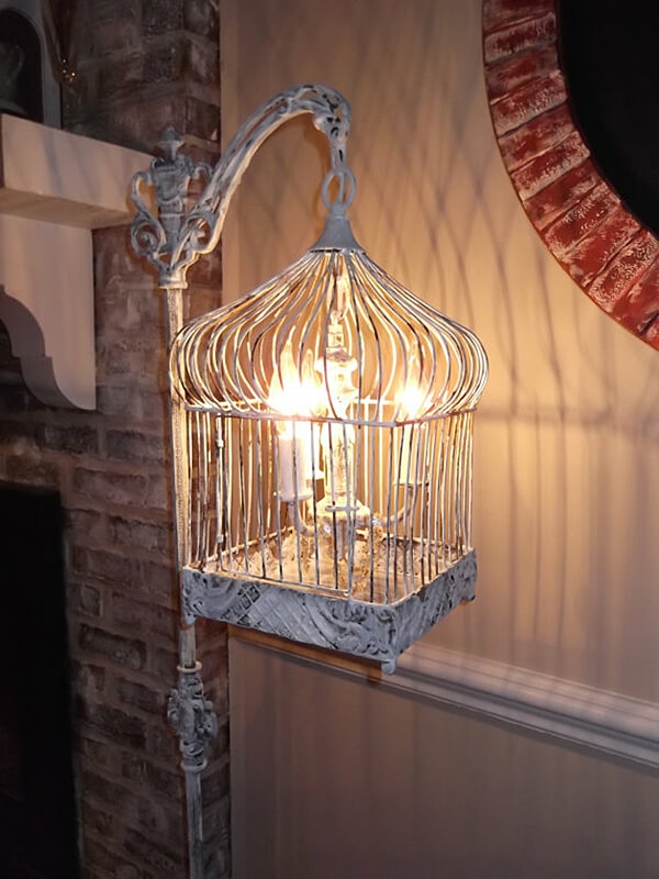 déco cage oiseau recyclage lampe vintage