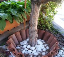6 idées de déco jardin à fabriquer avec des tuiles en terre cuite (4)