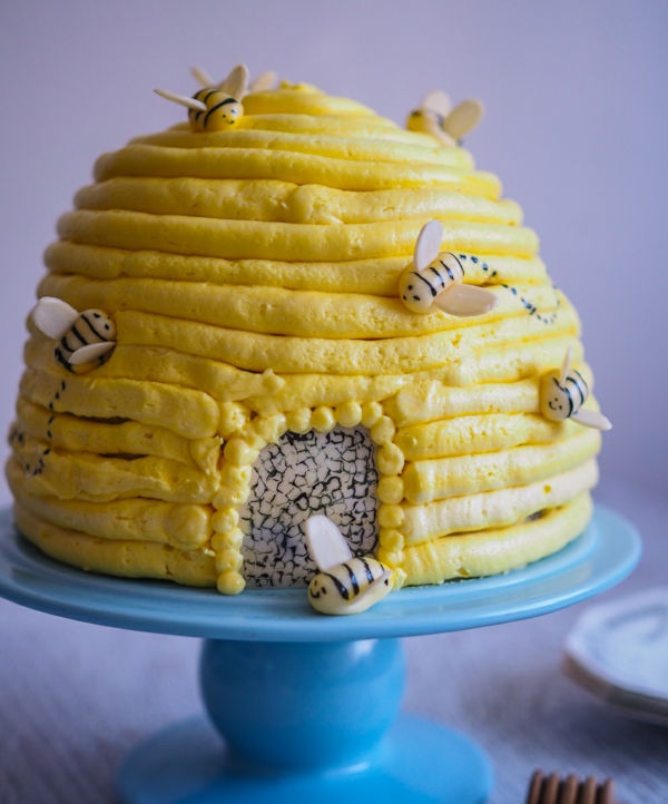 gâteau nid d'abeille crème jaune au miel