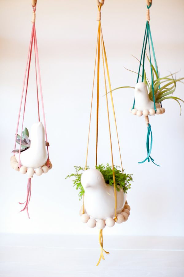 jardinière suspendue à fabriquer soi-même perles en bois corde