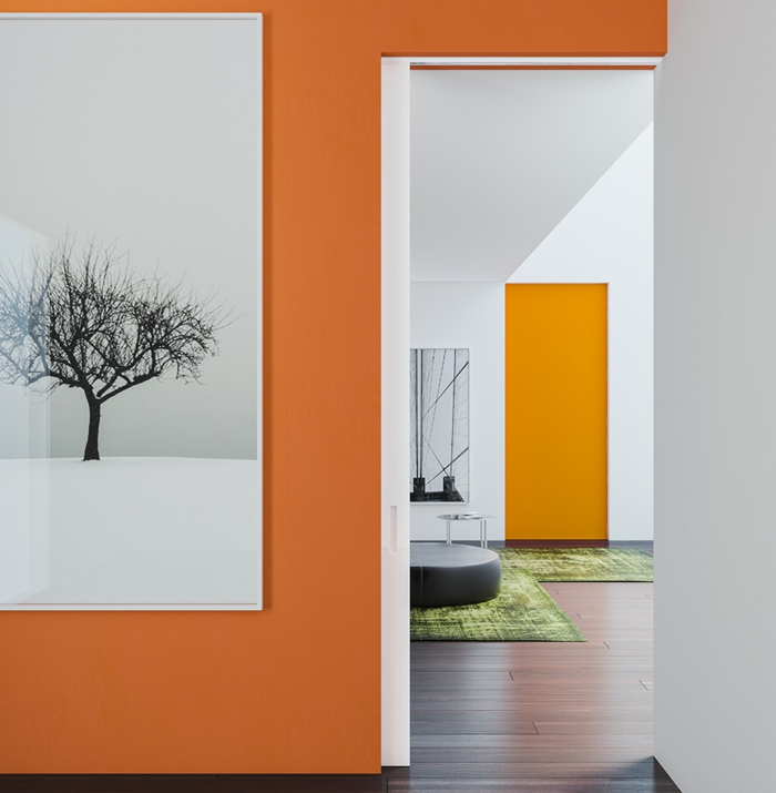 intérieur en orange portes coulissantes