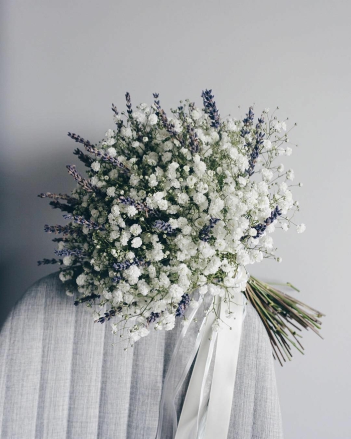 lavande et gypsophile bouquet de mariée champêtre