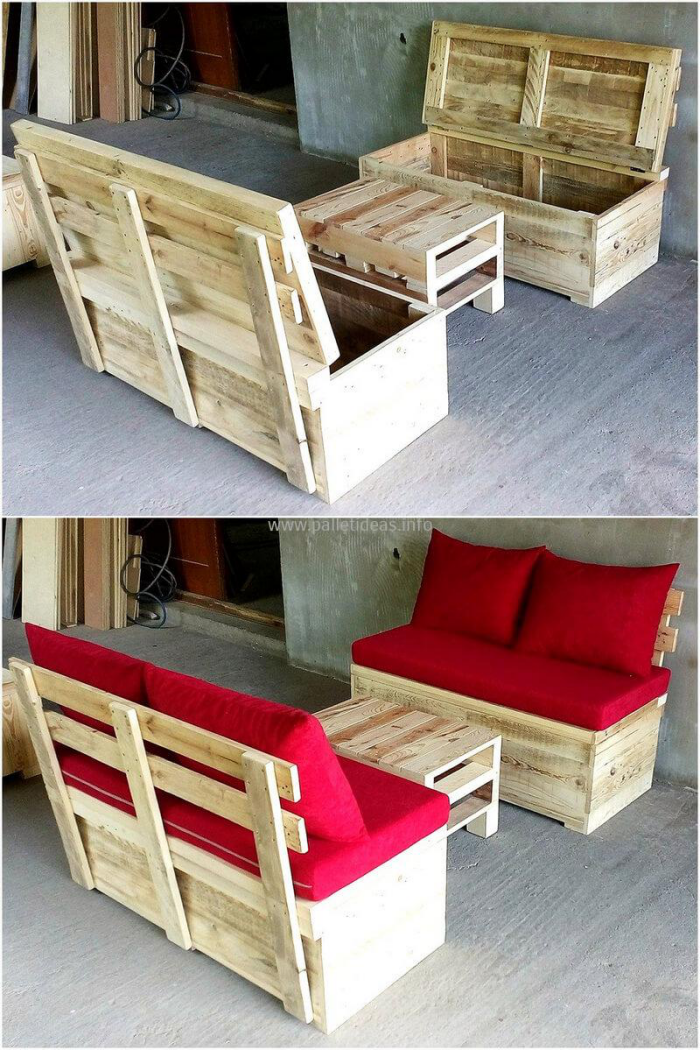 meubles en palette avant et après