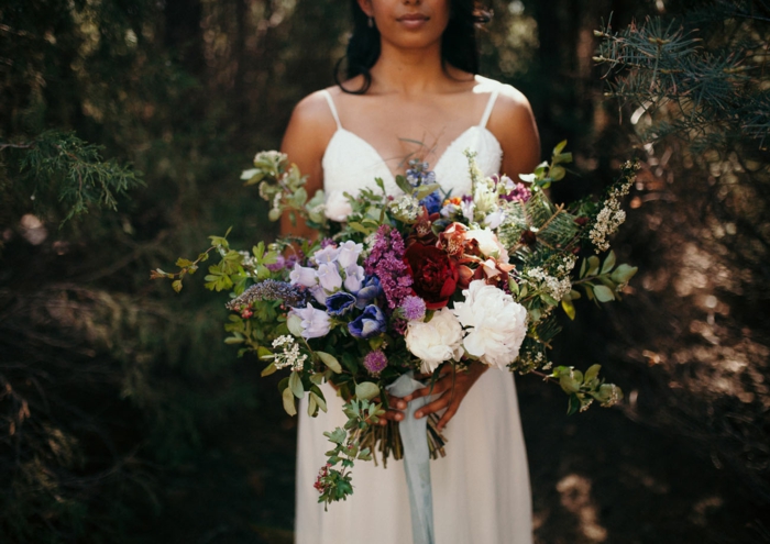 note colorée bouquet de mariée champêtre