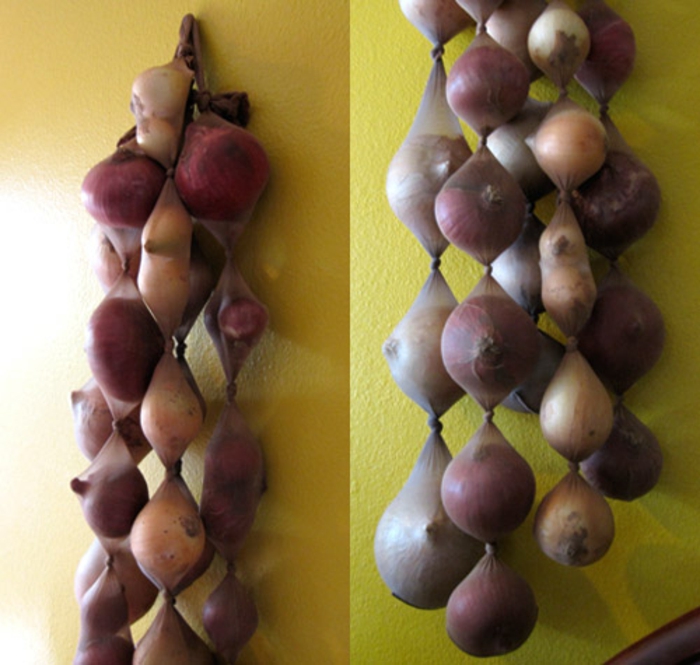 Висячий лук. Подставка для лука. Подставка для лука. Хранение лука. Как красиво повесить лук репчатый.