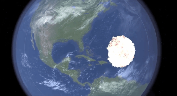 simulation collision entre l'astéroïde Apophis et la Terre