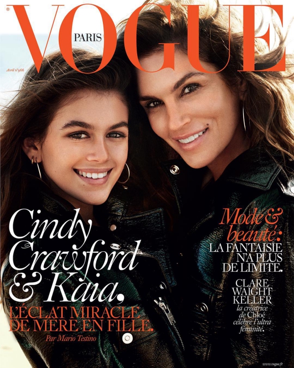 Cindy Crowford et Kaia Gerber couverture de Vogue