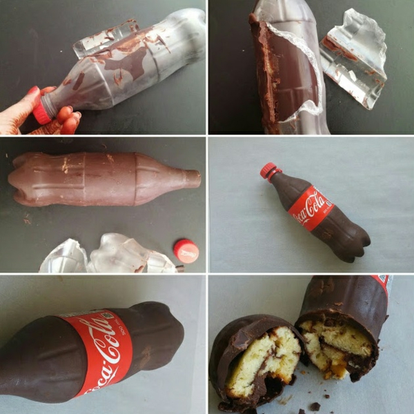 Préparer le gâteau bouteille de coca supprimer le plastique