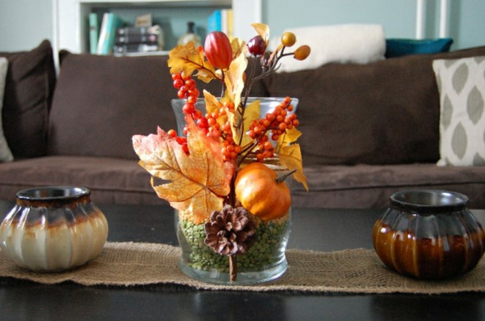 activités manuelles automne idée déco vase style automnale