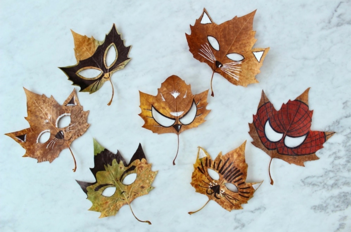 avtivités manuelles automne idées dessins sur feuilles d'automne