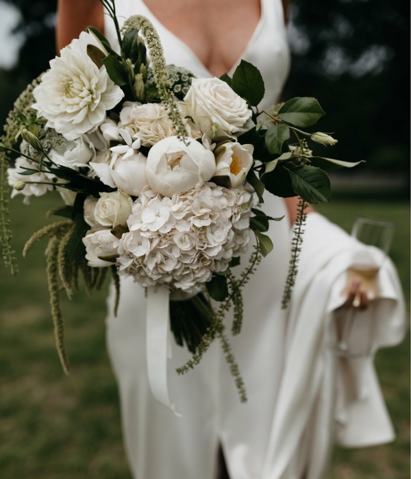 bouquet de mariée automnal roses hortensias chrysanthèmes