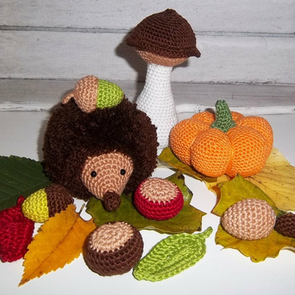 bricolage automne hérisson champignons au crochet