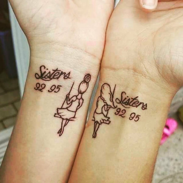 tatouage complémentaire date de naissance pour soeurs