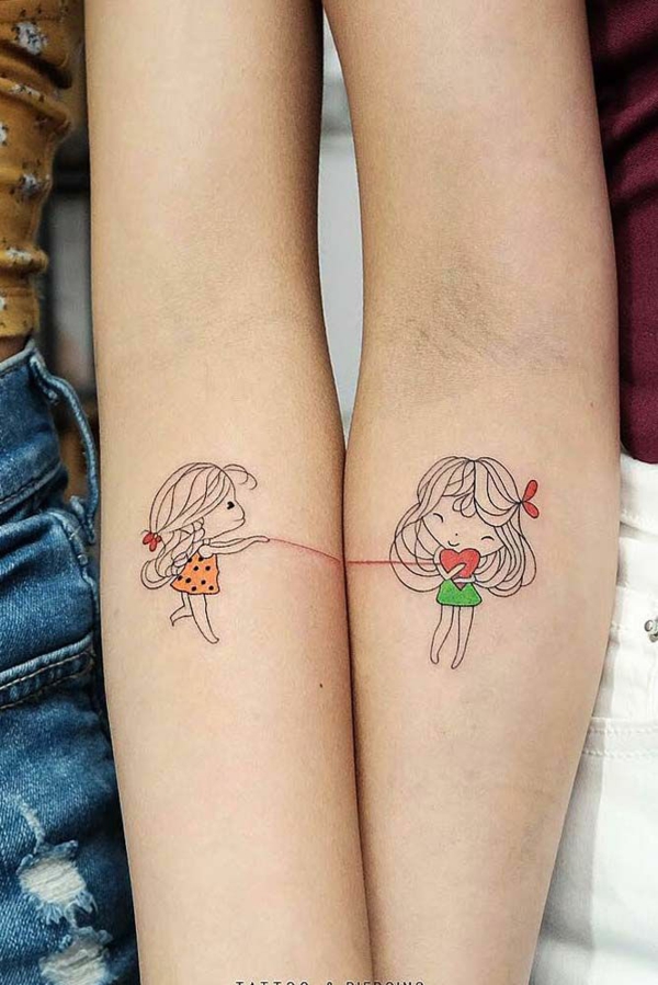 tatouage complémentaire filles pour soeurs