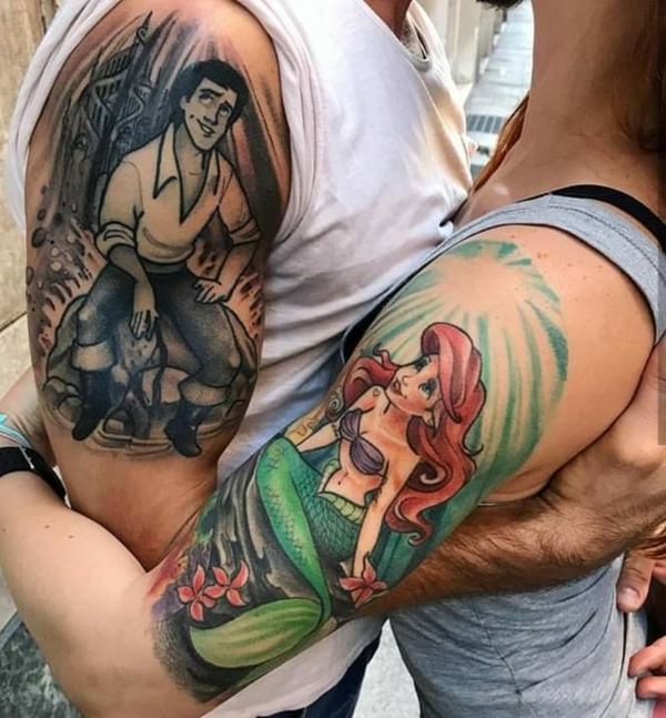 tatouage complémentaire l'éphémère ariel et son amoureux pour couple