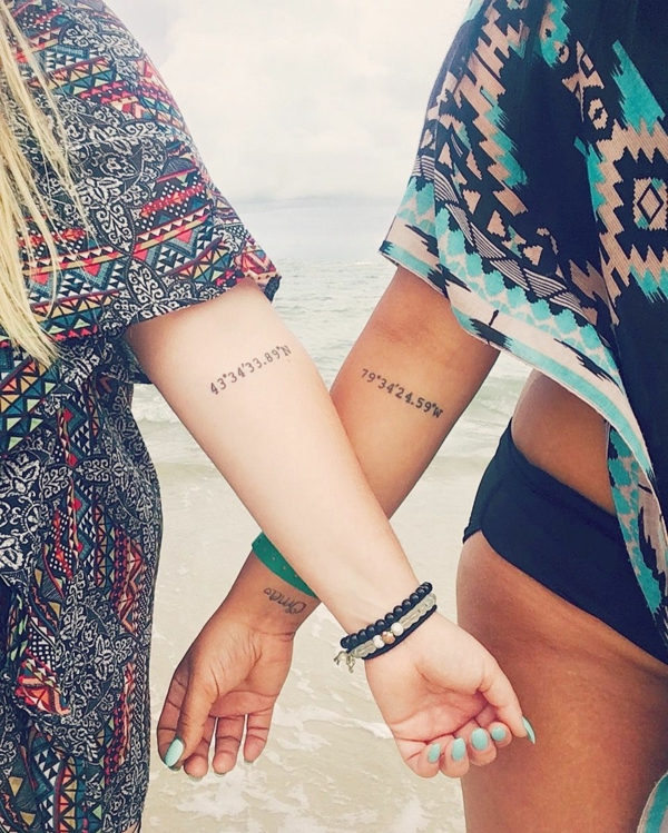 tatouage complémentaire meilleures amies coordonnées géographiques