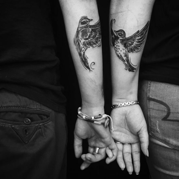tatouage complémentaire oiseau couple