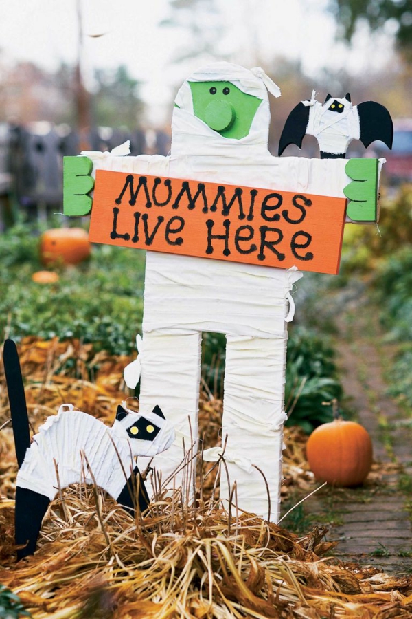 bricolage halloween déco de jardin momie