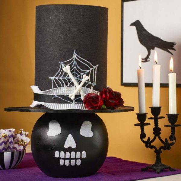 bricolage halloween lampe de chevet tête de squelette