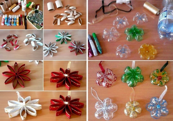 idée décoration Noël à fabriquer soi-même ornements de sapin récup