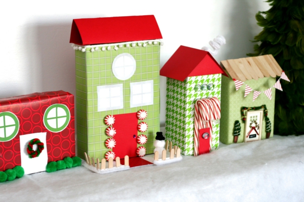 idée déco Noël à fabriquer soi-même village de noël en carton