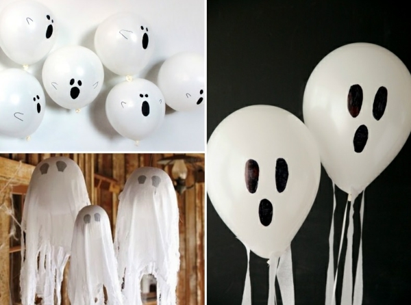 fabriquer un fantôme pour halloween de ballon et gaze