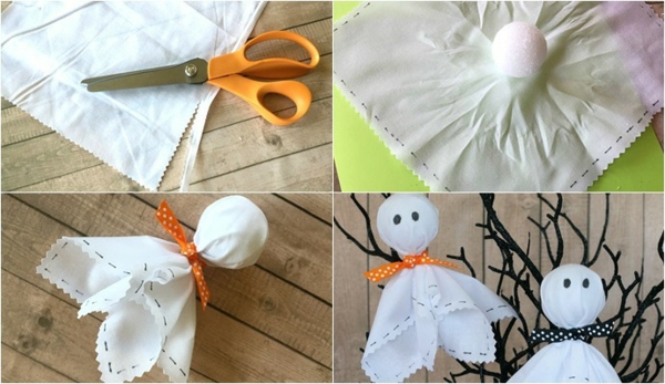 fabriquer un fantôme pour halloween en papier crépon