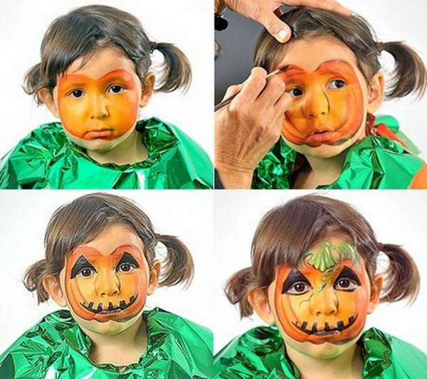 maquillage halloween enfant bébé fille citrouille