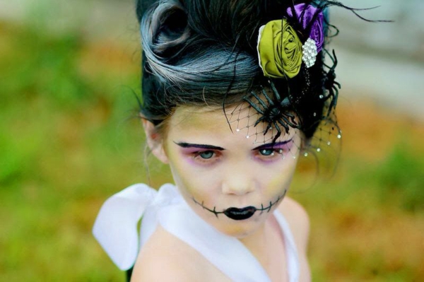 maquillage halloween enfant fille mariée de frankenstein