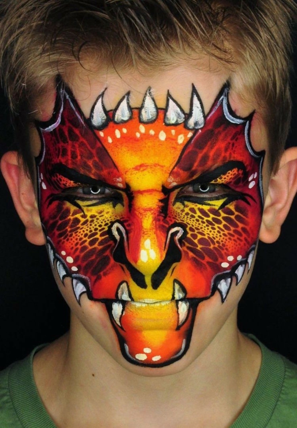 maquillage halloween enfant garçon dragon