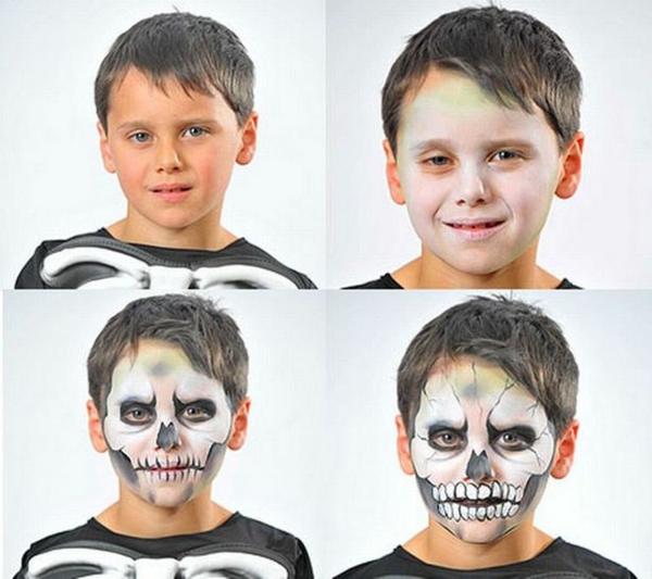 maquillage halloween enfant garçon squelette