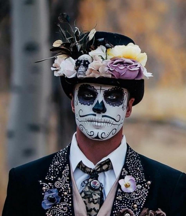 maquillage halloween homme crâne mexicain